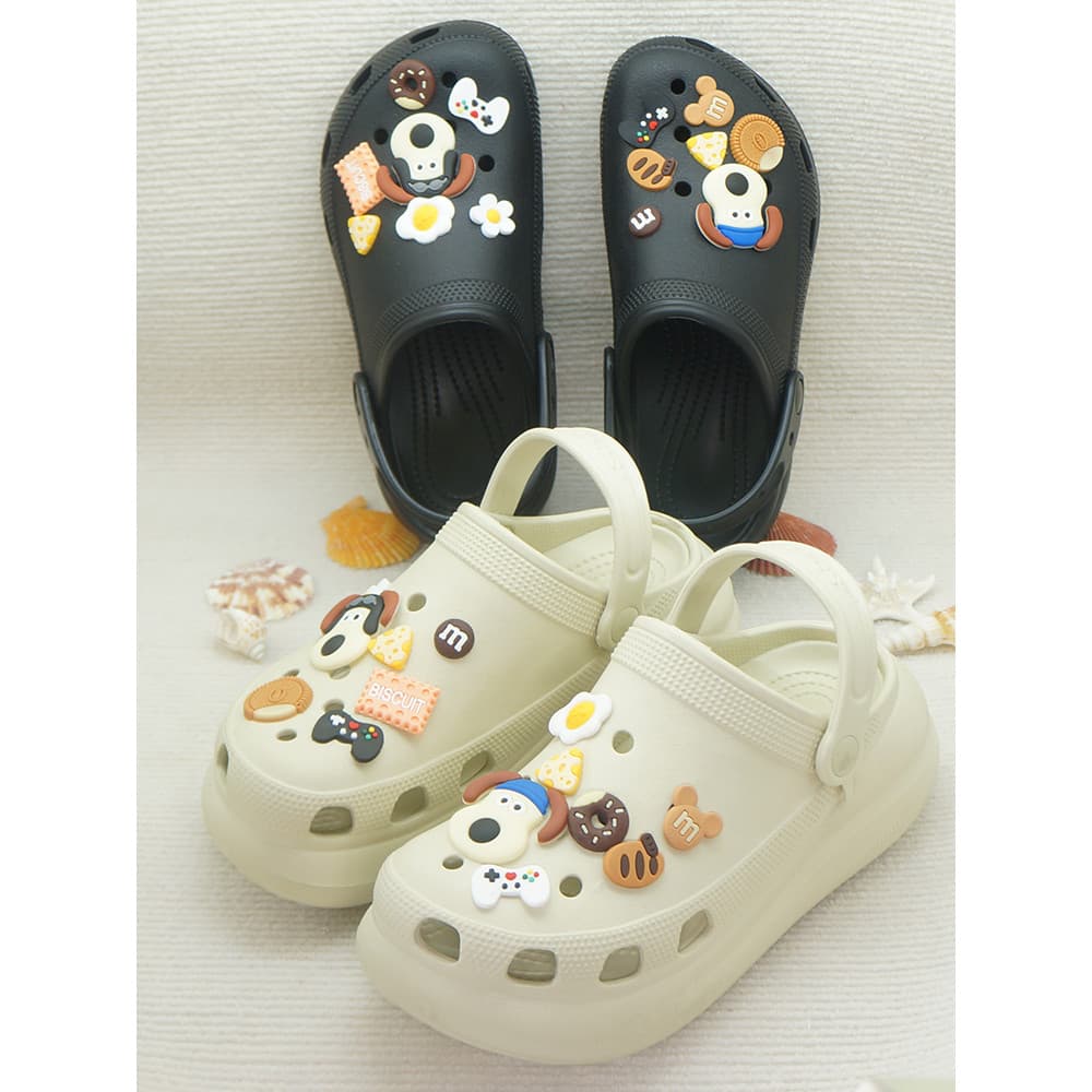 Verão comércio exterior cor sólida Puff buraco sapatos femininos de sola grossa aumentando sandálias ao ar livre sapatos