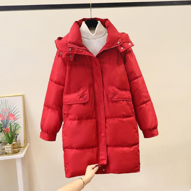 Capuz destacável grosso para baixo acolchoado jaqueta feminina de comprimento médio inverno novo estilo tamanho grande g