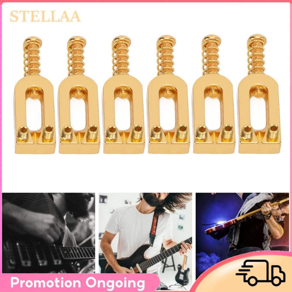 stellaa 6 peças em forma de u selas de ponte de guitarra elétrica tremolo metal rolo parafuso de substituição