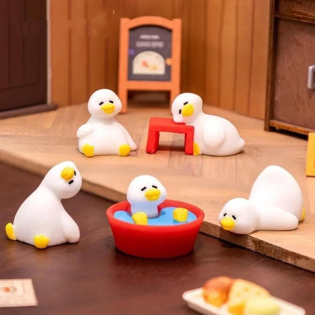 Mini Estatuetas Fofas De Pato Preguiçoso , Enfeites De Mesa De Resina , Decoração Engraçada Para Painel De Carro , Escri