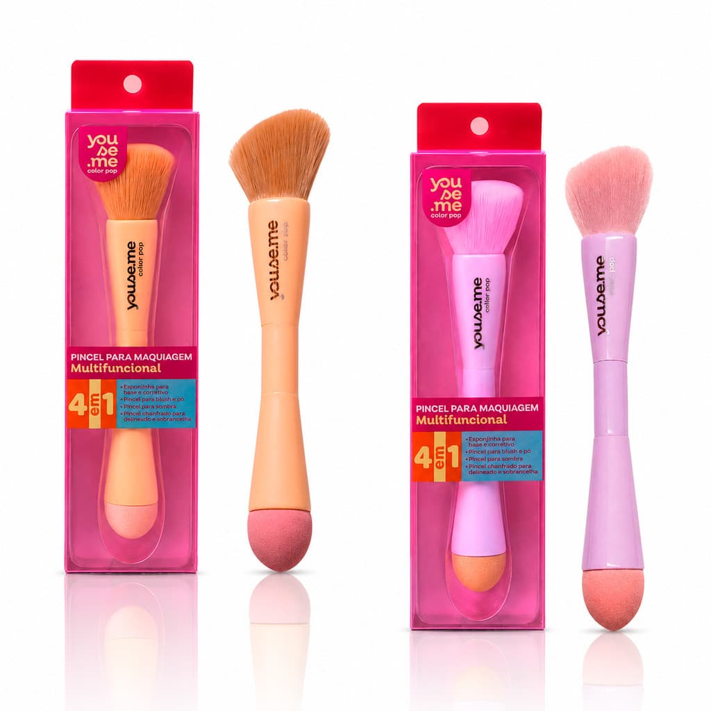 Pincel Para Maquiagem Multifuncional Rotativo 4 em 1 Youse.me Face Beautiful