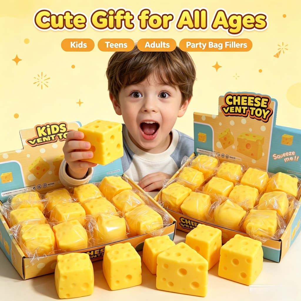 Brinquedo De Ventilação Mole De Queijo Fofo Soft Squeeze Fidget Stress Relief Toy Design Realista Descompressão Sensoria