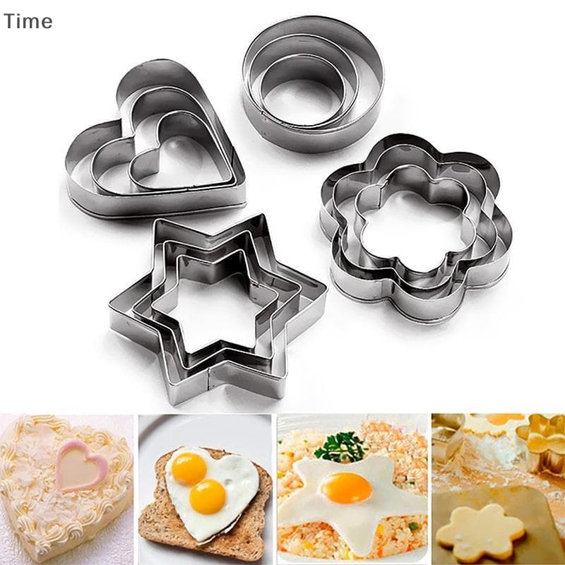 Tempo Molde De Cozimento Ovo Aço Inoxidável Cortador De Biscoito DIY Estrela Coração Flor 3 Pçs/set Hee