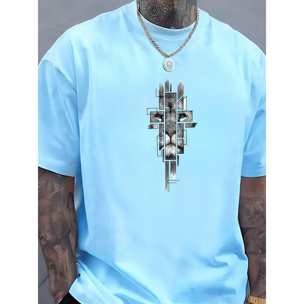 Camiseta Masculina feminina Leão de Juda Yeshua Cruz e a Espada 100% Algodão Promoção