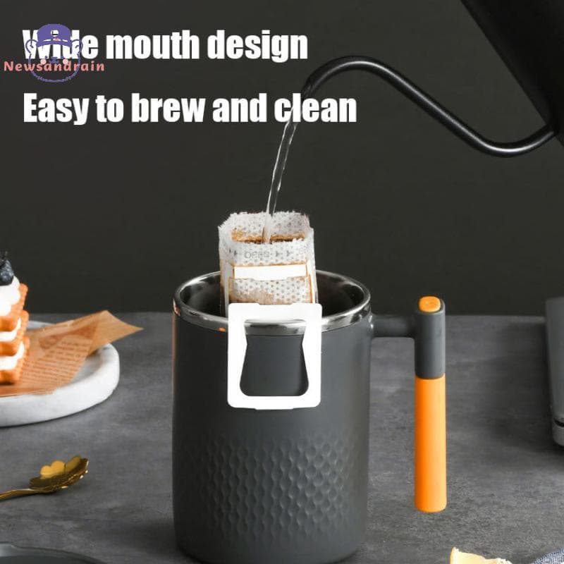 newsandrain 450ML 304 Caneca De Café Inoxidável Viagem Escritório Em Casa Para Xícara Com Tampa Agradável