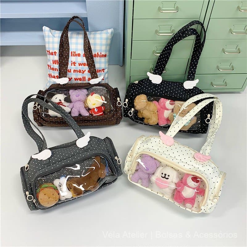 Bolsa Feminina Ita Bag Com Janela Transparente De Poá Bolsa De Ombro Espaçosa Estilosa Dia A Dia