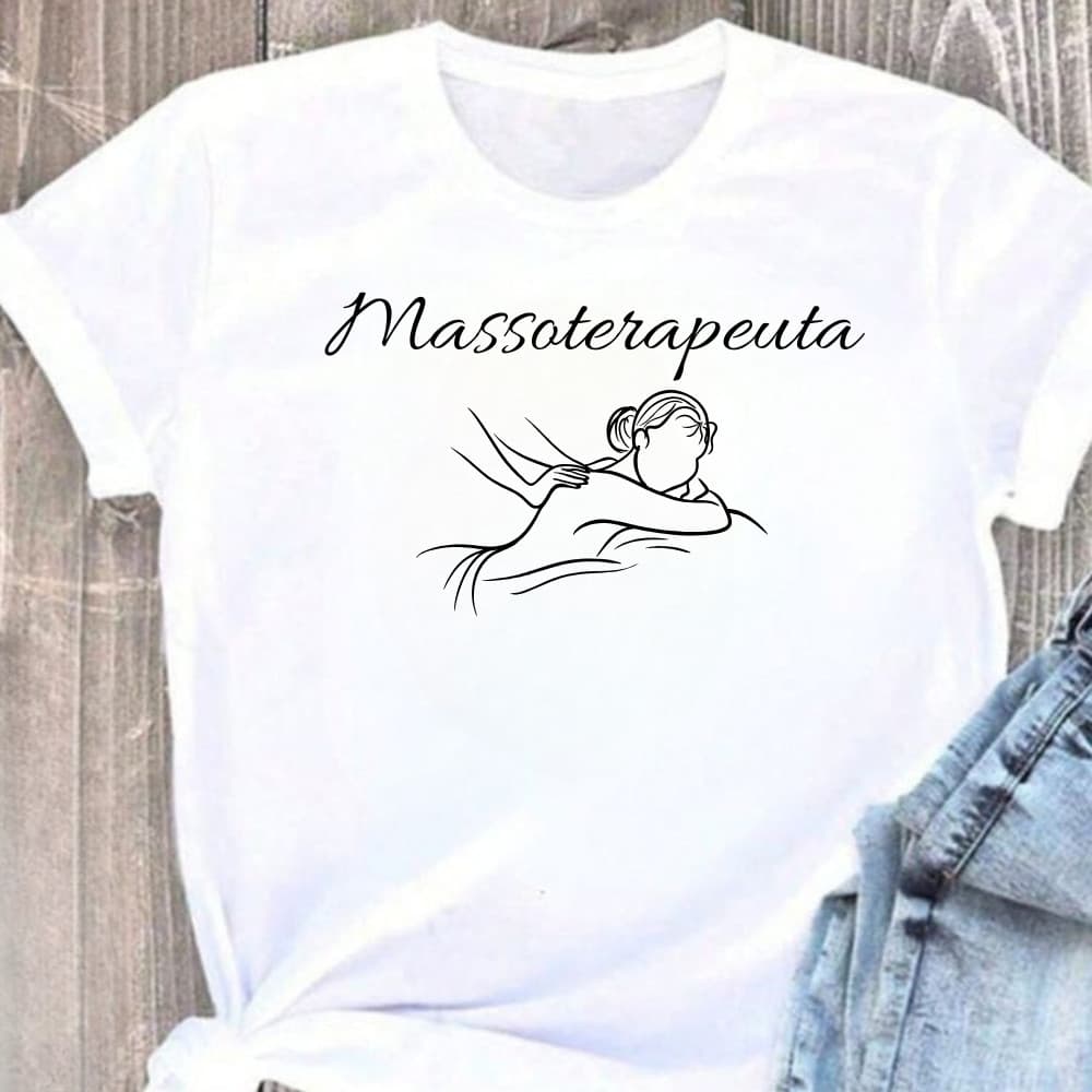 Camiseta Blusa T Shirt Feminina Estampada Massoterapeuta Profissão 100% Algodão