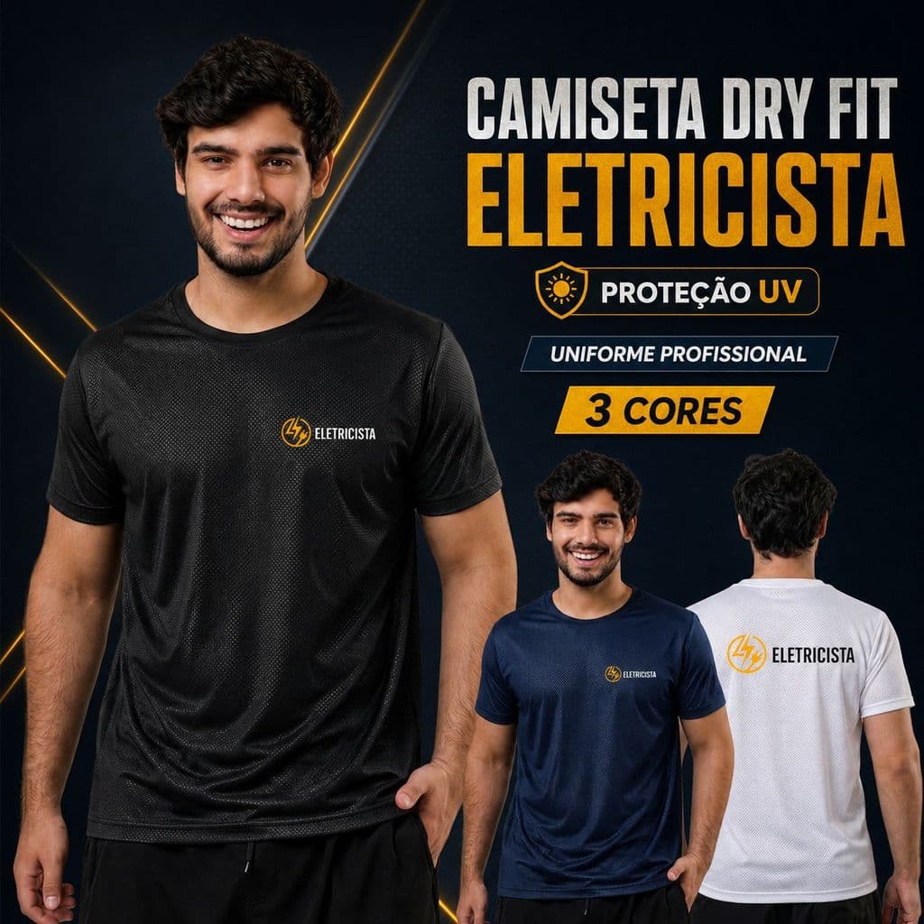 Camiseta Empresa Dry Fit Uniforme Eletricista Sport UV