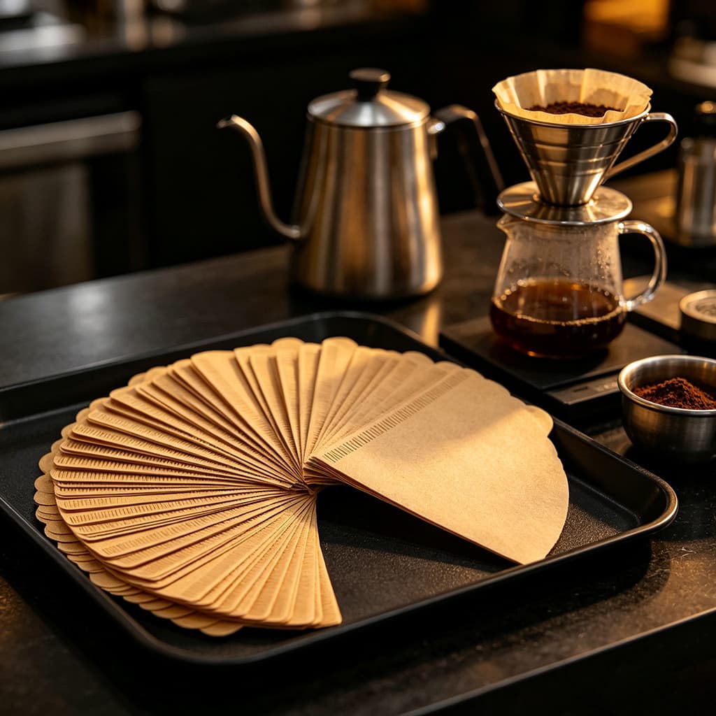 Filtro de Café Marrom Sem Branqueio Descartável Tamanho 101 e 102 Polpa Natural para Coador