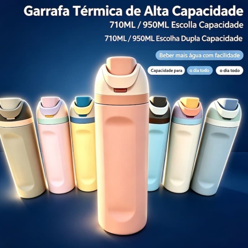 Garrafa Térmica Portátil Aço Inox 304, À Prova De Vazamento, Tampa Dupla