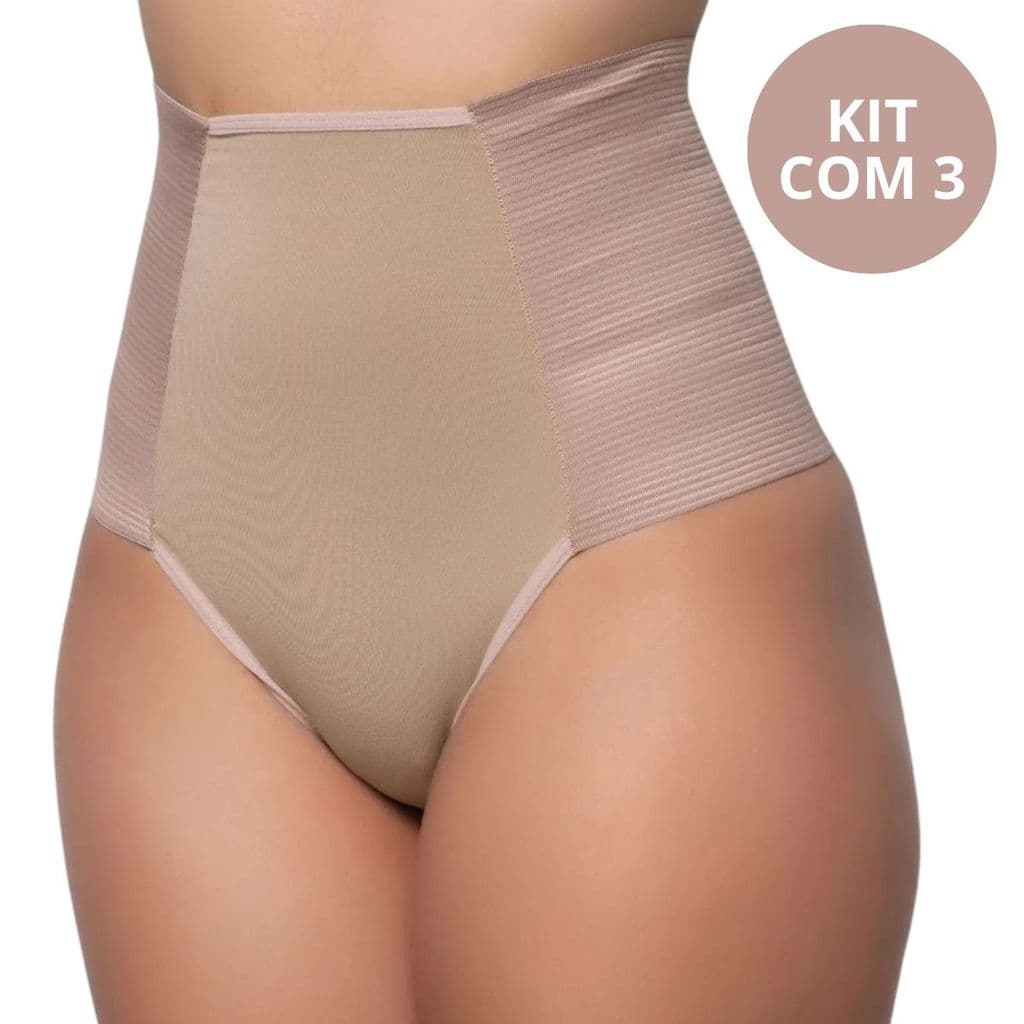 Kit 3 Calcinha Cinta Modeladora Alta Compressão Pós Parto - Manu