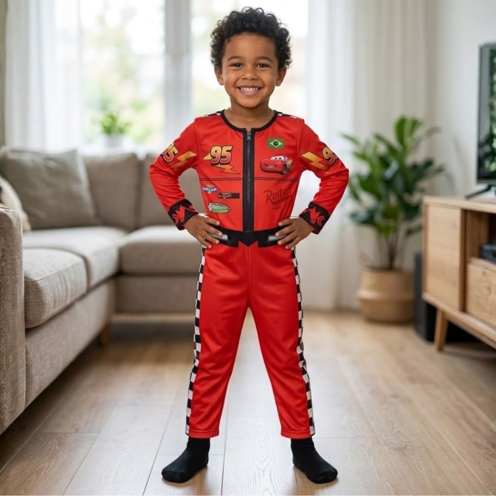 Roupa Longa Infantil Relâmpago Mcqueen Carros Piloto C E.v.a