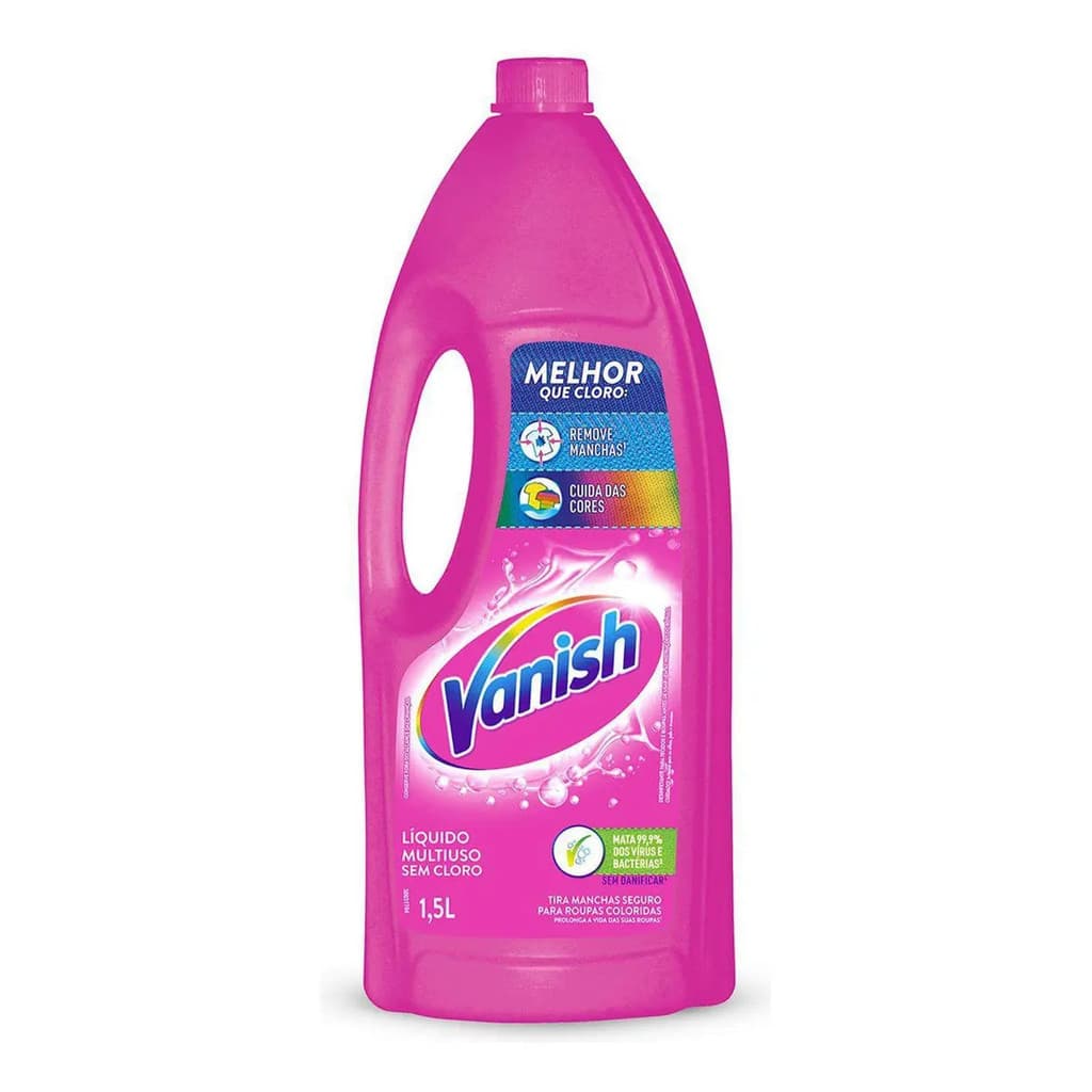 Tira Manchas Líquido Vanish Multiuso Roupas Coloridas 1,5 L