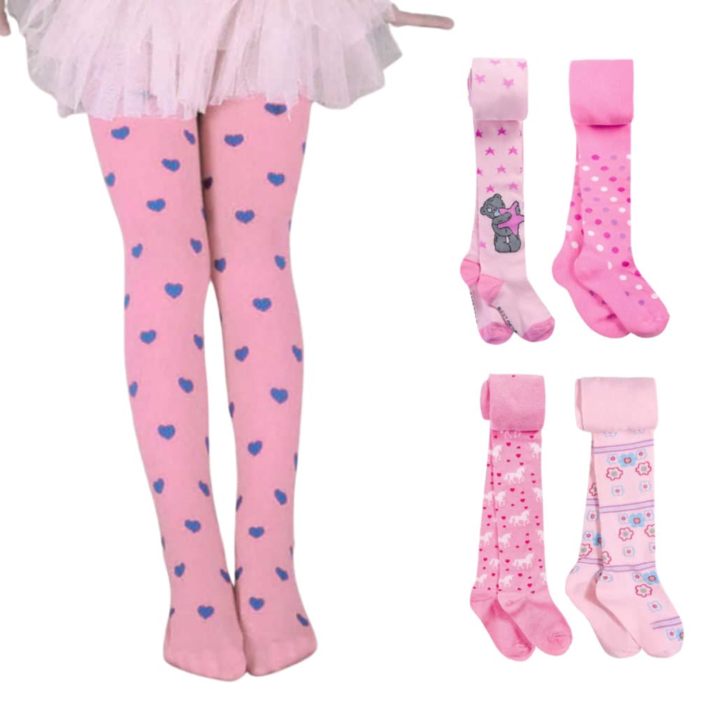 Meia Calça Grossa Infantil Meninas Preta Branca e Estampas Sortidas 2 a 14 anos Frio Inverno