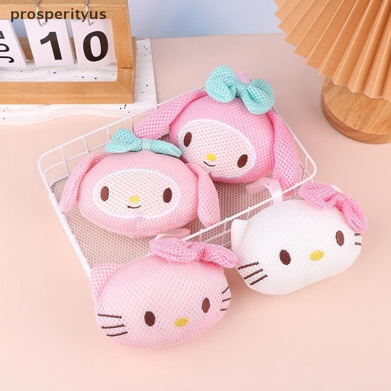 [prosperityus] Sanrio Hello Kitty Escova De Banho Cartoon Anime Bolas De Esponja Malha Macia Escovas De Limpeza Corporal