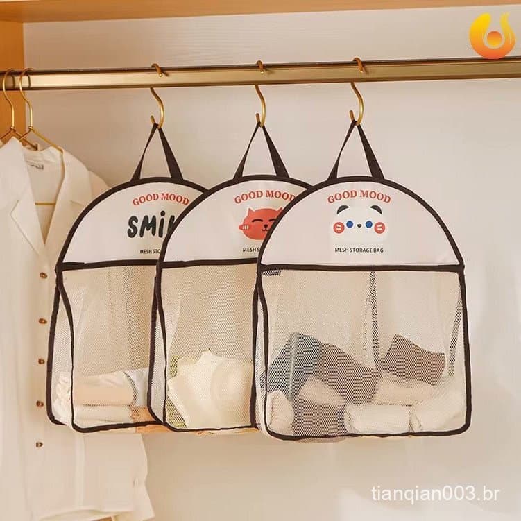 Saco De Malha De Armazenamento Suspenso De Desenho Animado Multiuso/Meias Domésticas E Bolsas Suspensas De Roupas Íntima