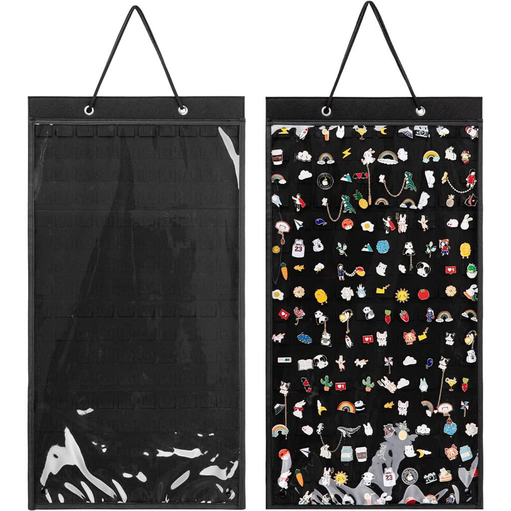 Bolsa suspensa para guardar broches, bolsa de feltro à prova de poeira para exibir broches de esmalte, suporte suspens