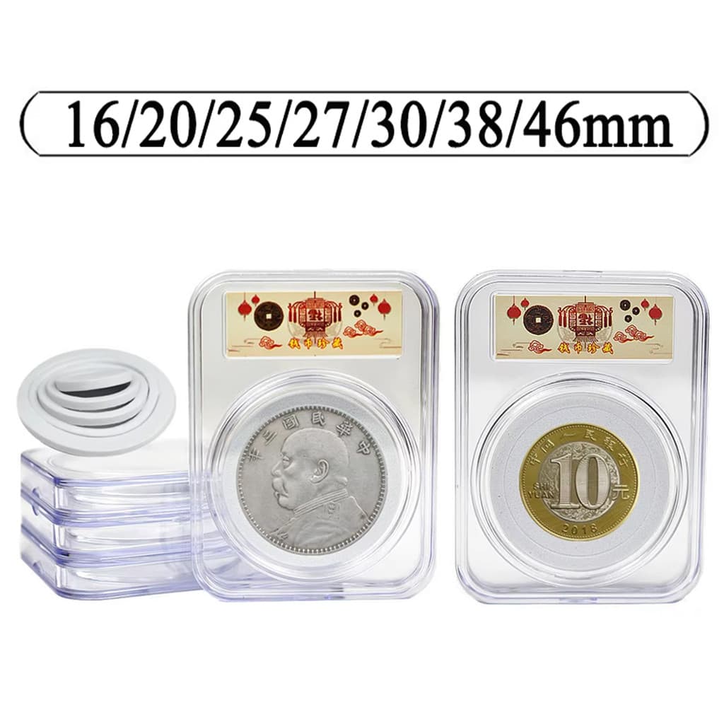10 Pçs Suportes De Coleção De Moedas Lajes De Exibição Com Junta De Espuma Ajustável Para 16/20/25/27/30/38/46mm Caixa O
