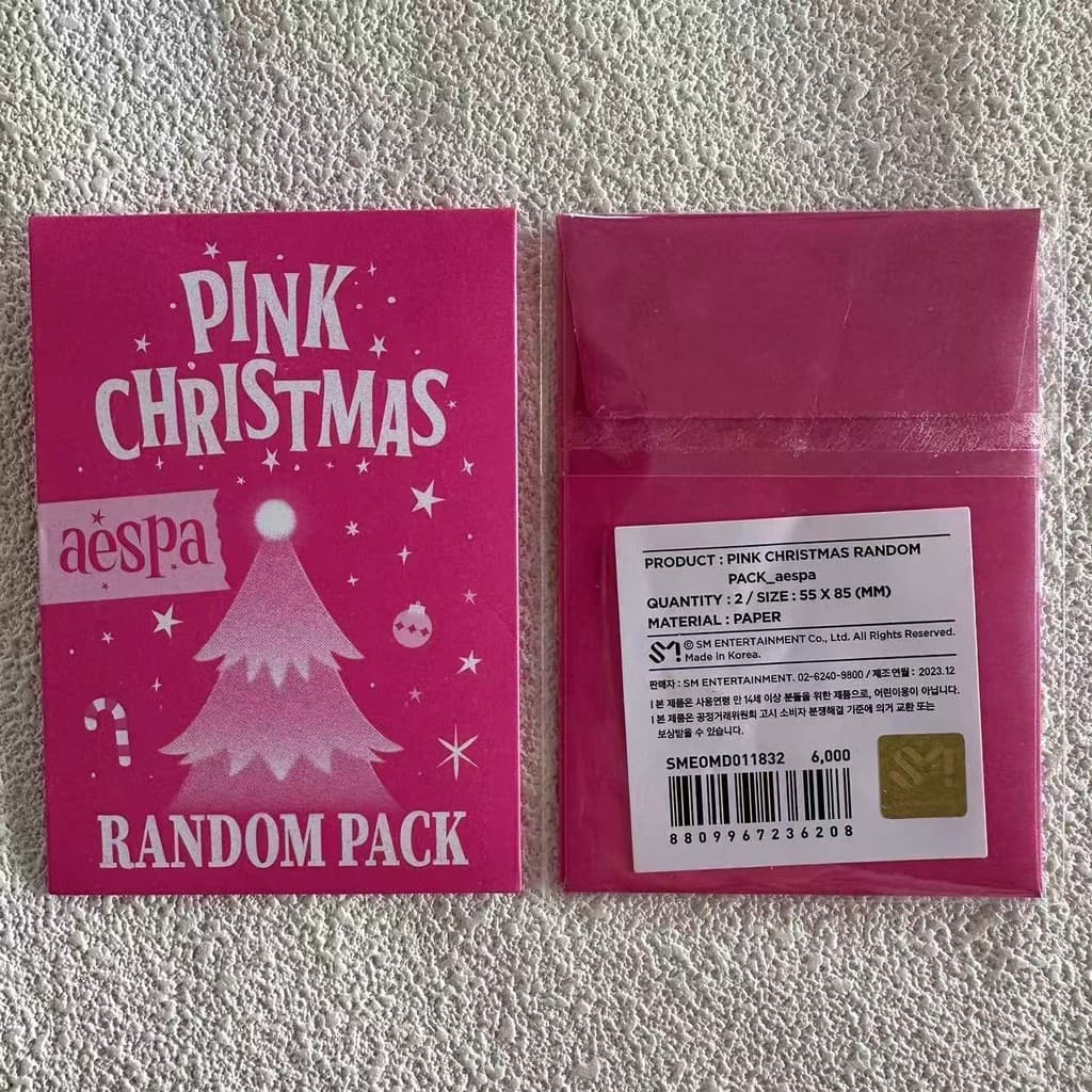aespa 2023 Série de Natal Cartão Aleatório Rosa Novo e Lacrado FBRI DUF8