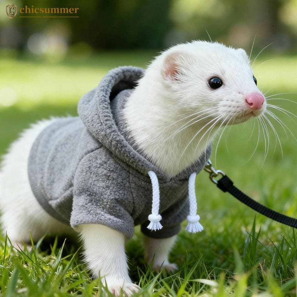 CHICSUMMER Furão Roupas Arnês E Trela Conjunto Inverno Quente Casaco &-Prova Ajustável Para Animais De Estimação Viagens