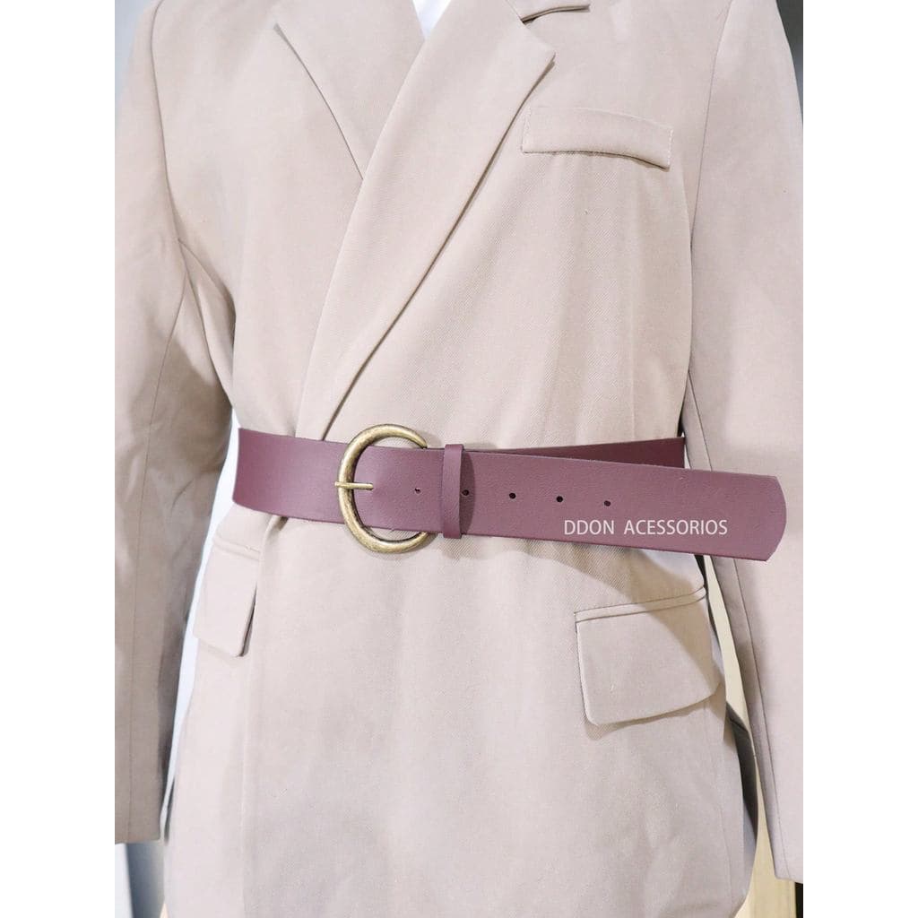 Cinto Feminino com Fivela Redonda Vintage em Sintetico | Elegante para Blazer, Vestido e Looks Casuais