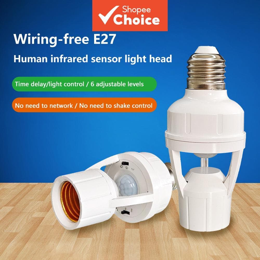 Axus 360 Graus Pir Sensor De Movimento Indução Humana LED Night Lamp Titular Base Do Corredor E27 Tempo Atraso Interrupt