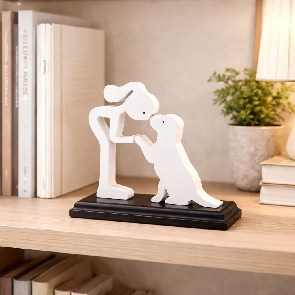Enfeite Menina com Cachorro com Base – Decoração Criativa para Sala/Quarto