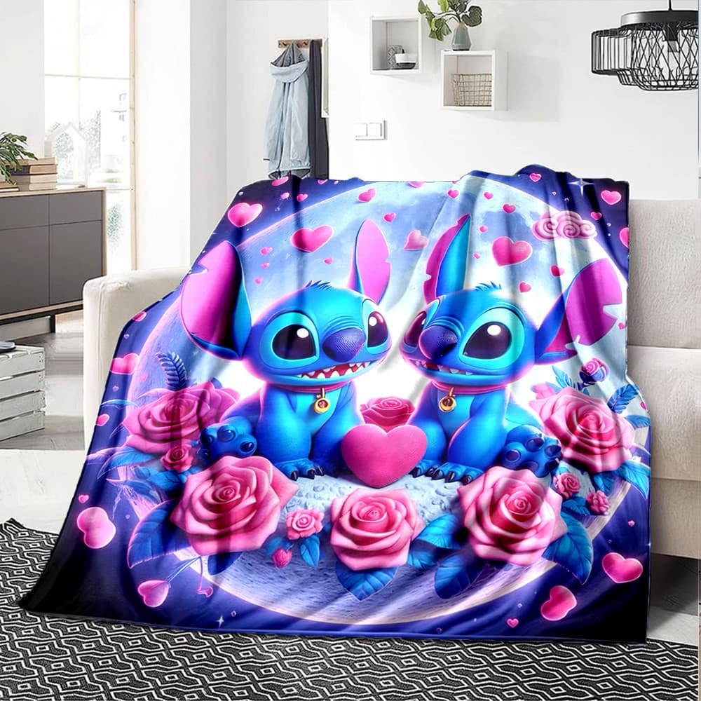 Disney Lilo & Stitch Impressão Cobertor Casa Sala De Estar Quarto Cama Macio Presente Aniversário