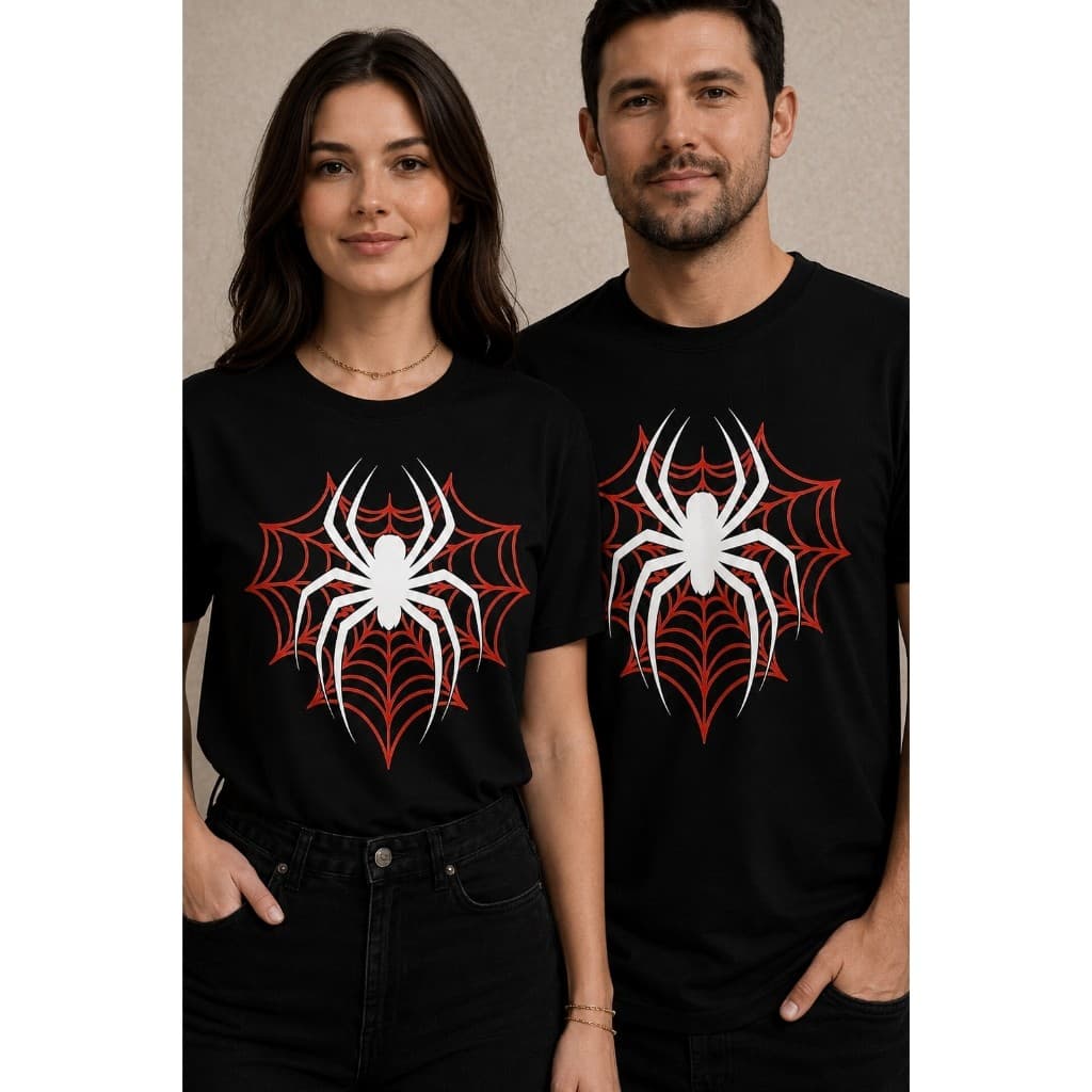 Camiseta Kit Casal Aranha Kit - Spiderman BOY/GIRL Street 100% Algodão Envio Rápido Casual Academia