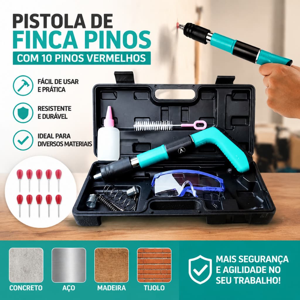 Kit pistola De Fixacao Finca Pino Acao Direta Verde Arita Linha PREMIUM!