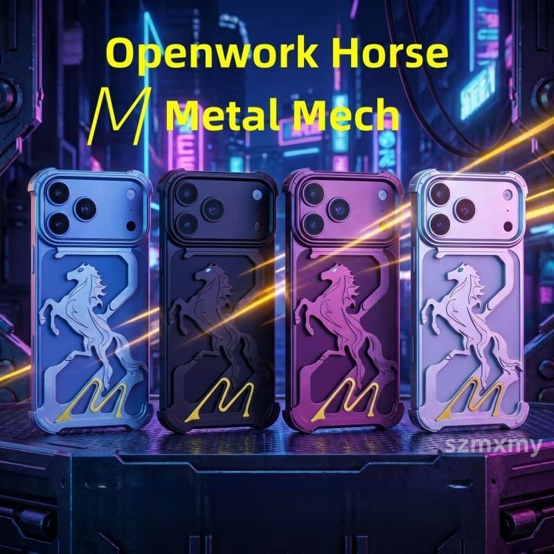 Capa De Telefone De Cavalo Tridimensional De Liga De Alumínio Oca Elegante Para IPhone 18 17 Pro Max 18PM Nova Dissipaçã
