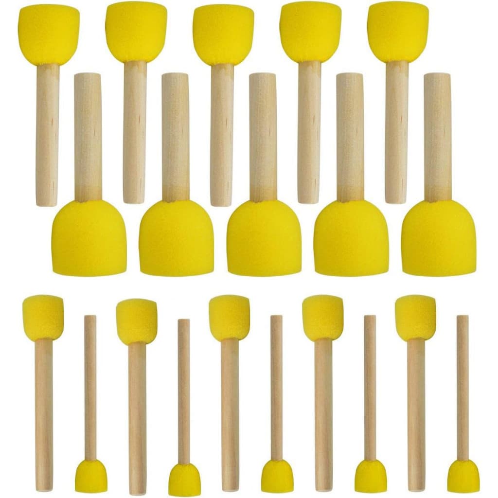 Conjunto De 20 Peças De Pincel De Esponjas Redondas De Tamanho Sortido , Ferramentas De Pintura Para Crianças