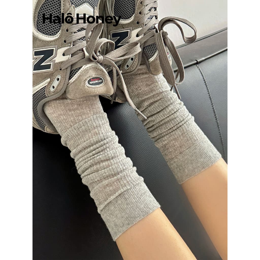 Meias de pilha cinza femininas meias de tubo médio ins na moda puro algodão verão estilo fino japonês Retro Ballet estil