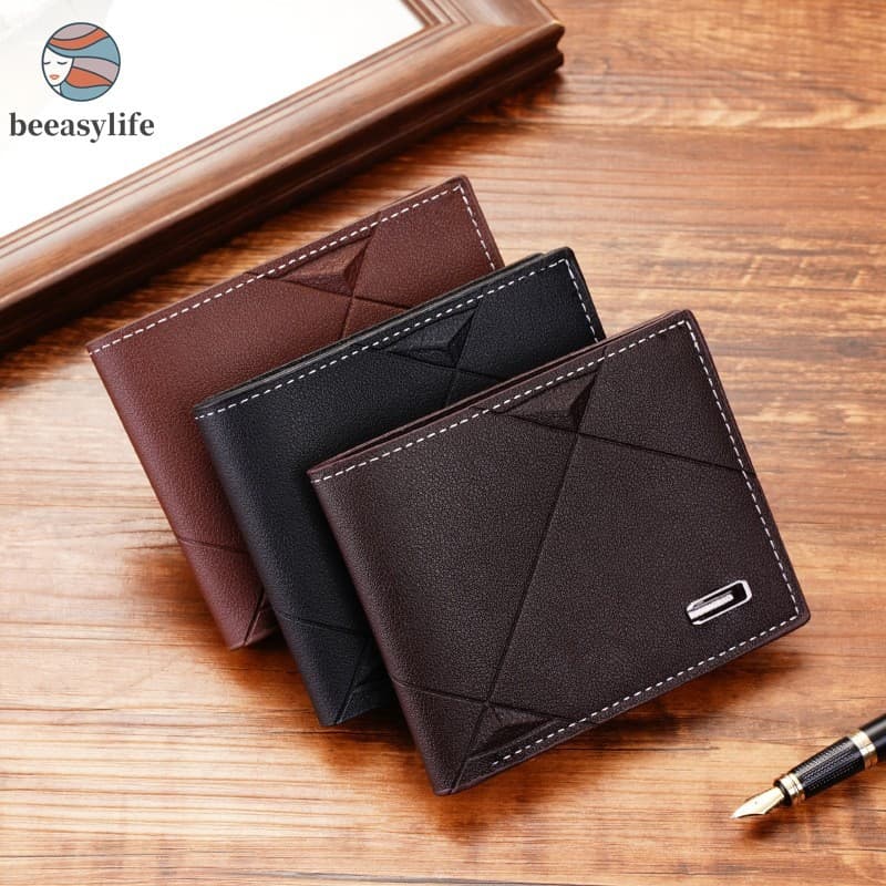 Carteira Impermeável De Couro PU Leve E Fina-Porta-Cartões Masculino Casual Para Uso Diário