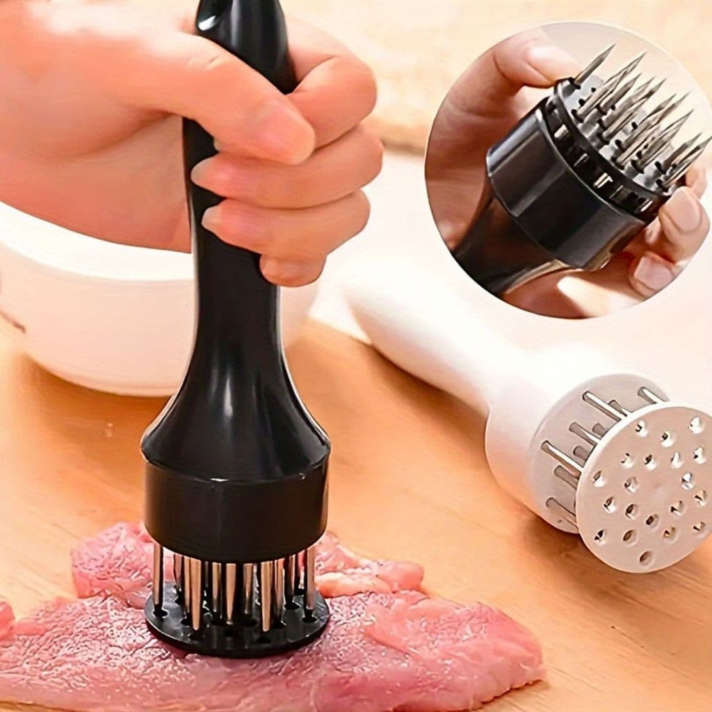 Amaciador Batedor De Carne Bife Com Furador Aço Inox Resistente Cozinha