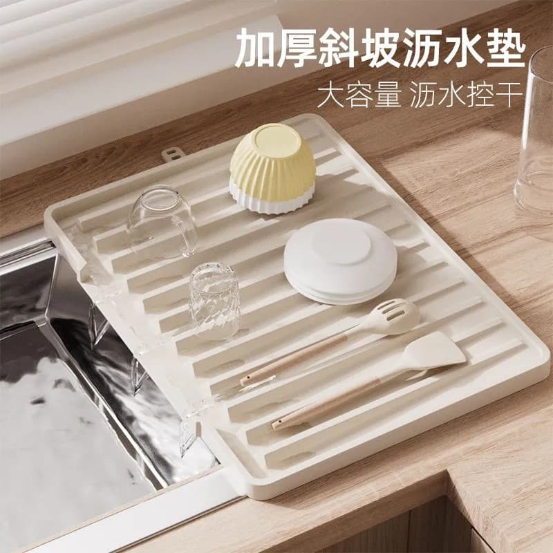 Pia da cozinha almofada de drenagem de Silicone rack de drenagem inclinação desvio talheres bancada pratos drenagem rack