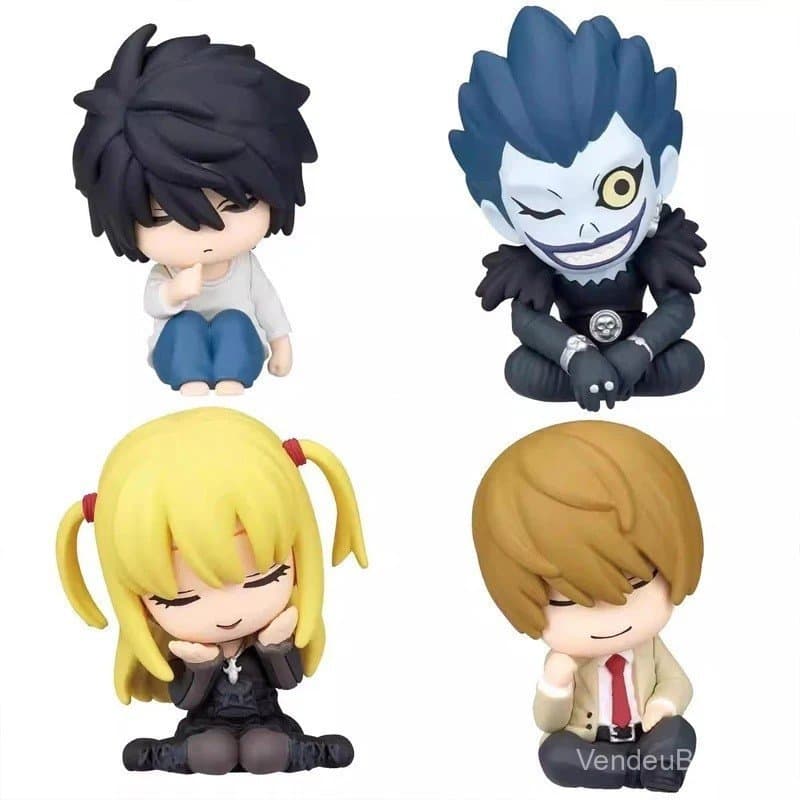 Conjunto de 4 Peças Death Note: Figura de Anime do L Lawliet, Figura de Ação de Yagami Light, Amane Misa/Ryuuk