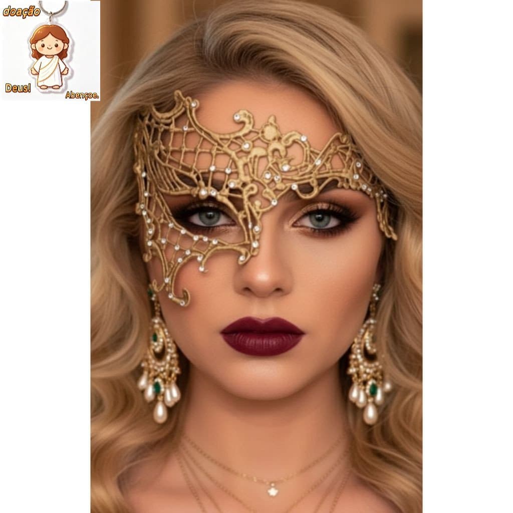 Mascara dourada com strass Baile Festa fantasia Carnaval Halloween