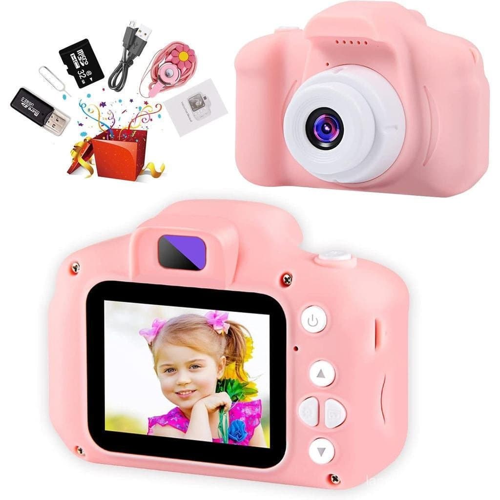 Câmera digital infantil, câmera para bebês, infantil com tela de 2 polegadas e cartão SD de 32GB, câmera infantil