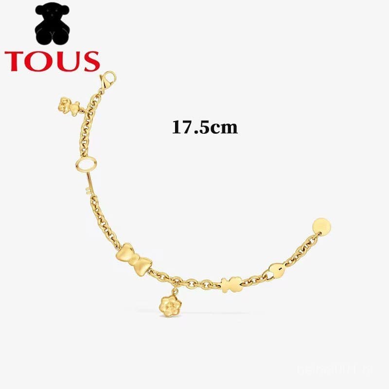 Nueva Cadena De Acero Dorado De TOUS Pulsera Con Motivos Encantadores . Moderno Y Versátil , Diseño Clásico , Perfecto C