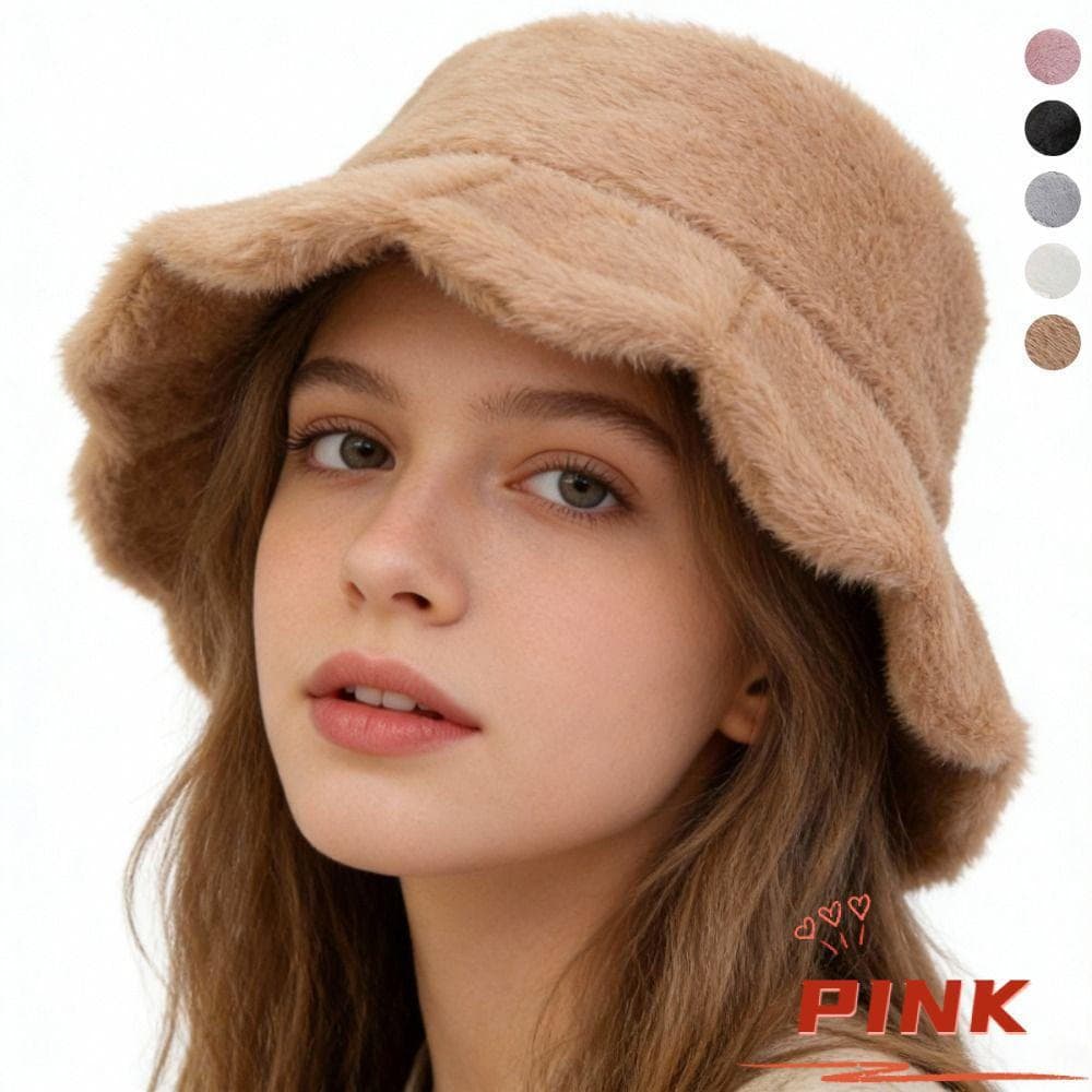 PINK1 Chapéu Balde De Inverno , Boné De Pescador Grosso E Quente Em Forma De Folha De Lótus , De Pelúcia