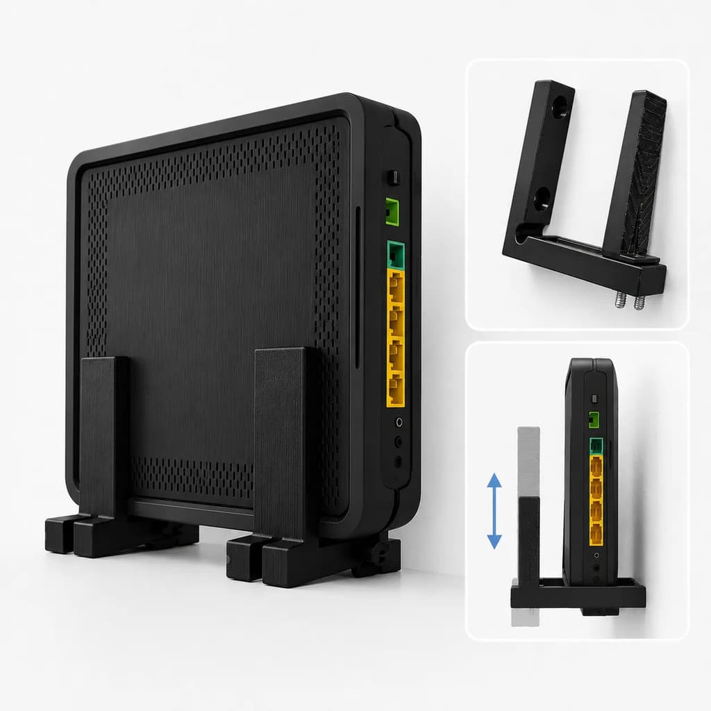 Suporte Parede Compativel Roteador Modem Ajustável Preto