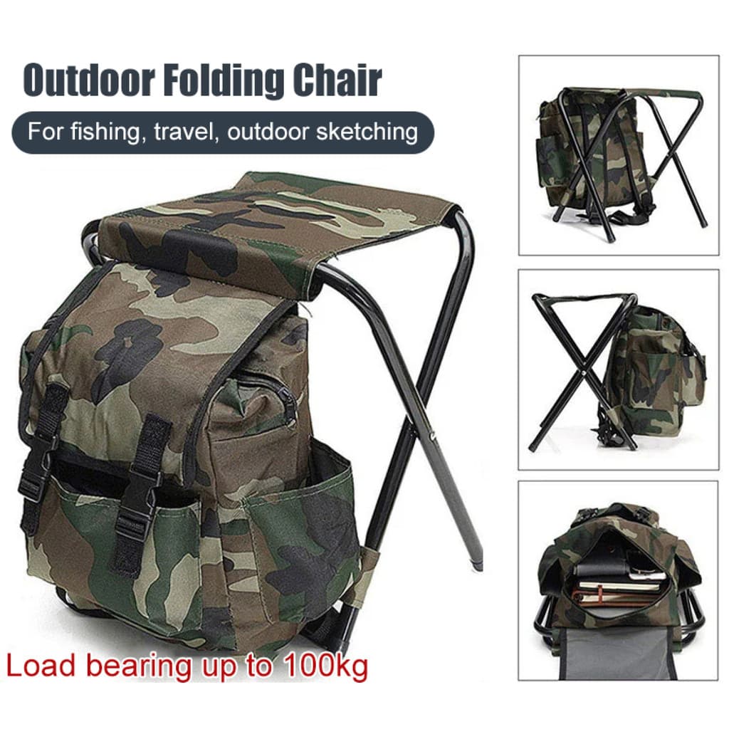 【Compacto e Portátil】[Durável e Compacto] Leisure Outdoor Portable Hiking Backpack Chair, Foldable Fishing Stool | Cadei