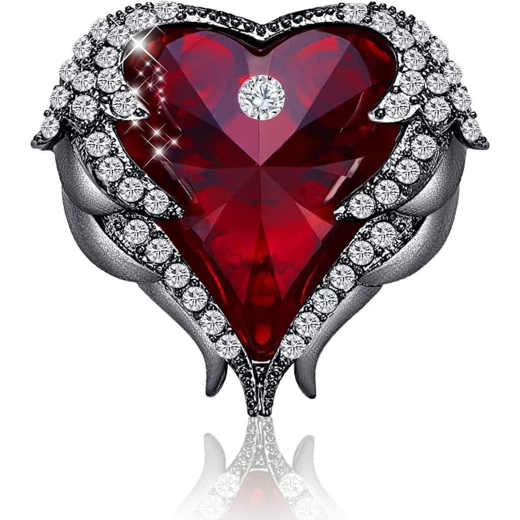 Broches para Mulheres Coração Vermelho de Cristal - Broche de Joias com Strass Austríaco - Broches para Buquê de Casamen