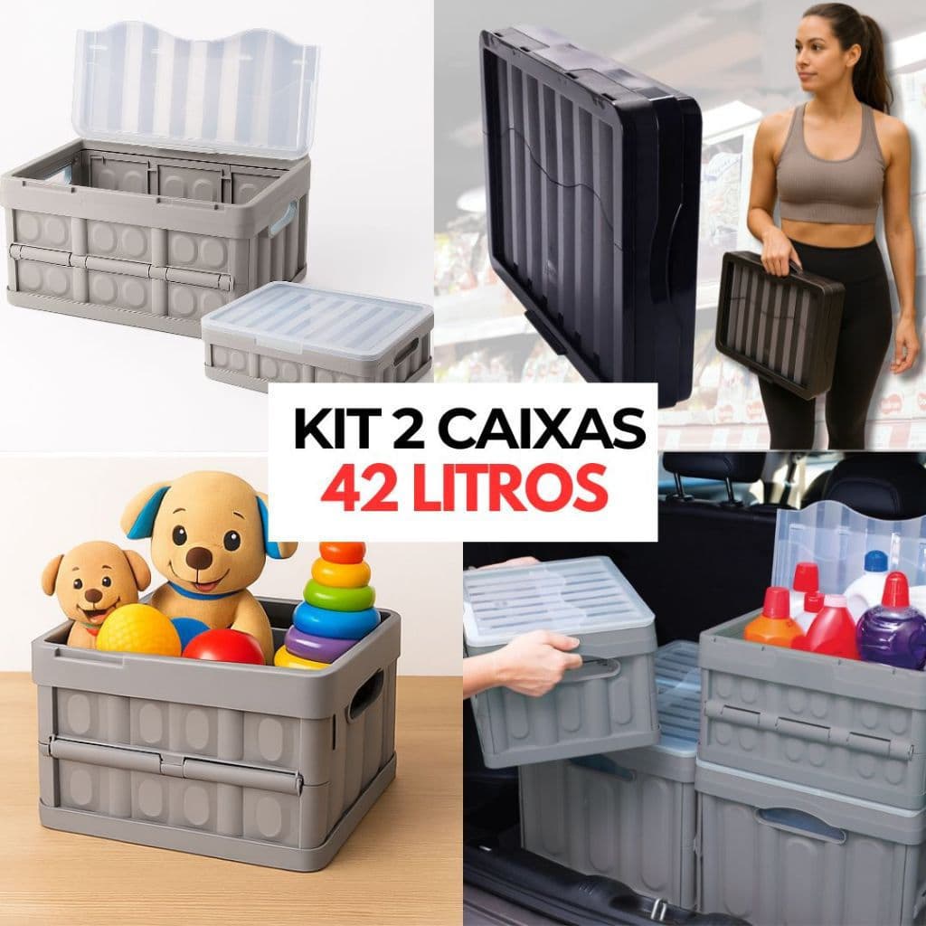 KIT 2 Caixa Organizadora Desmontável Dobrável Caixa Container Armário Compras Brinquedos Roupas Mudanças