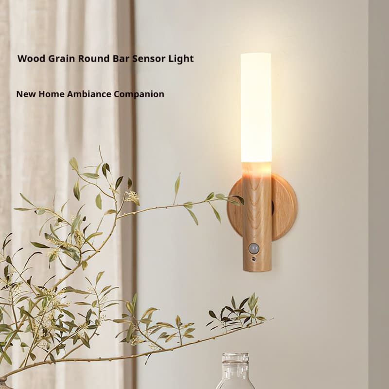 Grão De Madeira Corpo Humano Sensor Luz USB Recarregável Casa Atmosfera Corredor Parede