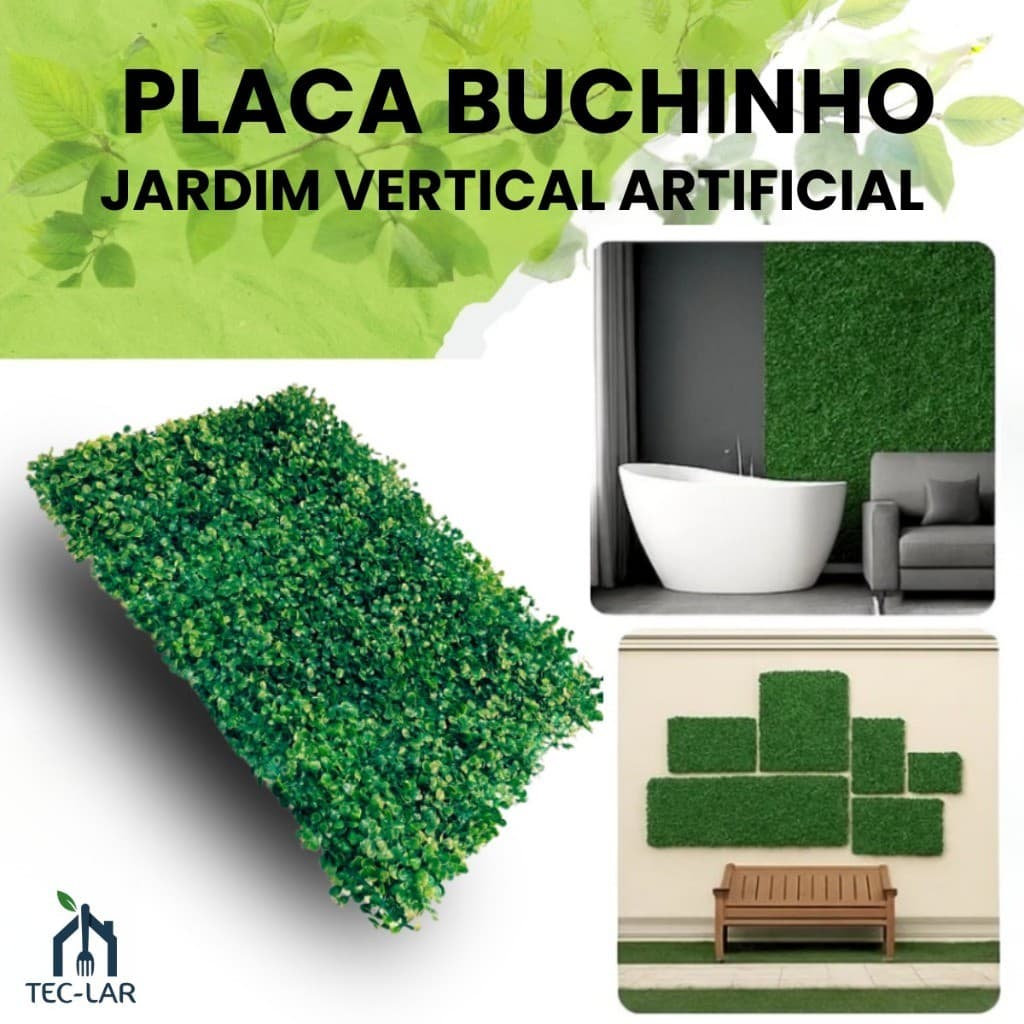 Placa Buchinho Grama Artificial Cheio 40x60cm Jardim Verde Parede Vertical Muro Inglês Decoração