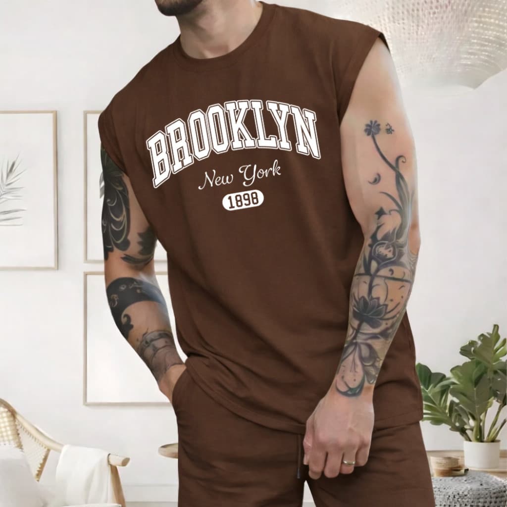 Regata Machão Brooklyn New York 1898  Academia Treino Casual 100% Algodão Envio Rápido