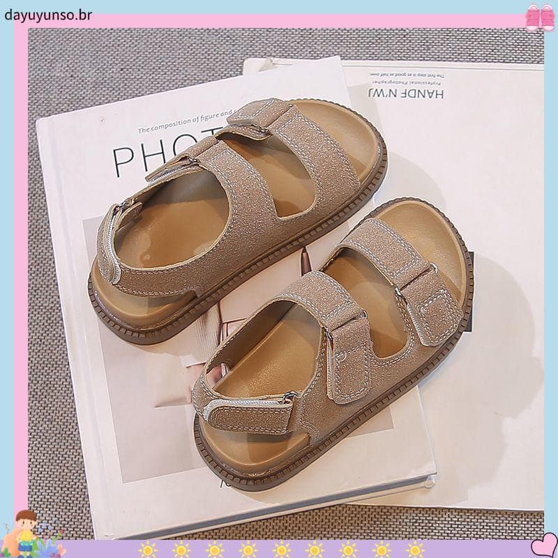 Crianças sandálias 2026 verão novo estilo Velcro dedo do pé aberto sapatos de praia meninas All-Match sapatos Birkenstoc
