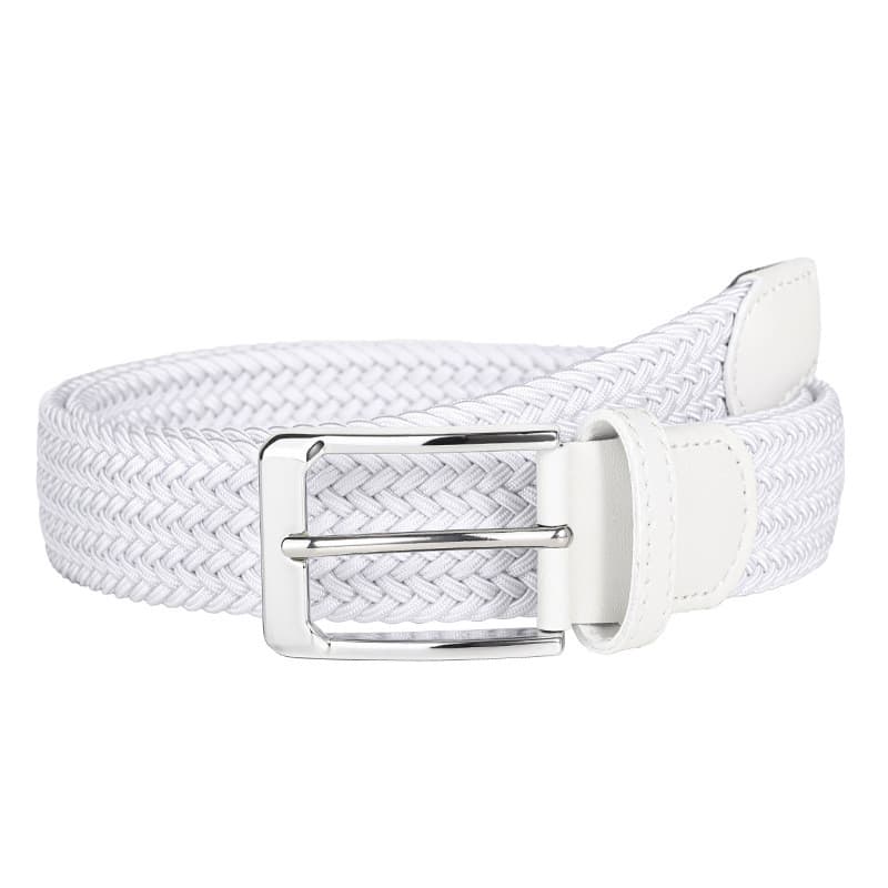Cinto masculino branco de golfe trançado cinto perfurado pino fivela Jeans cinto elástico de lona